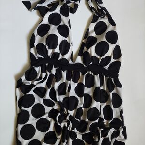 Black and White Polka Dot Halter Top